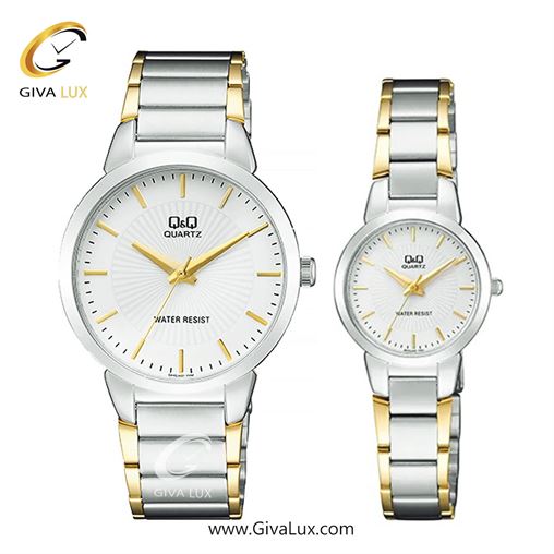 ساعت مچی اورجینال ست کیو اند کیو Q&Q نقره ای | نقره ای-طلایی| سفید| کد رفرنس مردانه: QA42J401Y، زنانه: QA43J401Y